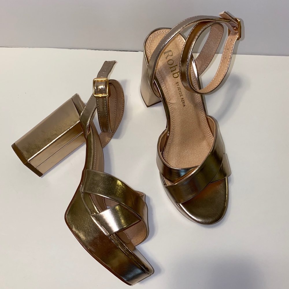 Rohb Gold platform heels